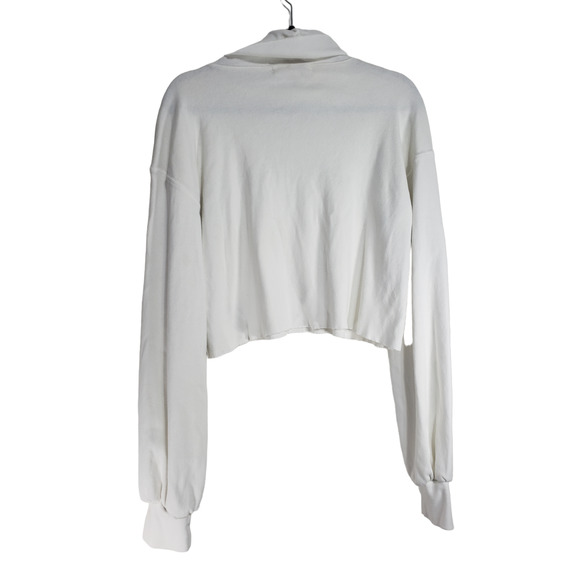 Free People Beach Adult Beige Turtle Neck Crop Knot Top Womens Medium Sweatshirt - Picture 2 of 6